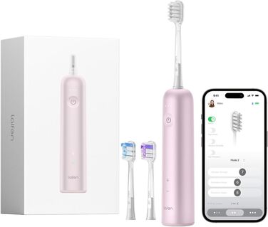 Laifen Wave - електрична звукова зубна щітка з 3 насадками, водонепроникна (IPX7), для дорослих (рожева)
