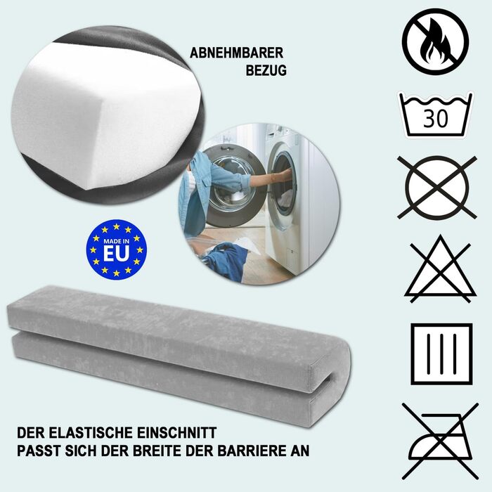 Захист для ліжечка дитячого бортик-подушка від випадання (Сірий, 60 см)