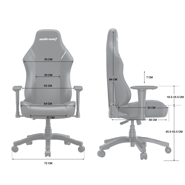 Крісло ігрове Anda Seat Luna L Grey Fabric Size L