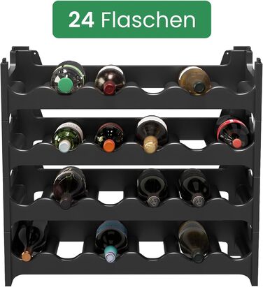 Стеллаж для вина ARTECSIS на 24 пляшки, пластиковий, для ресторанів, модульний, чорний
