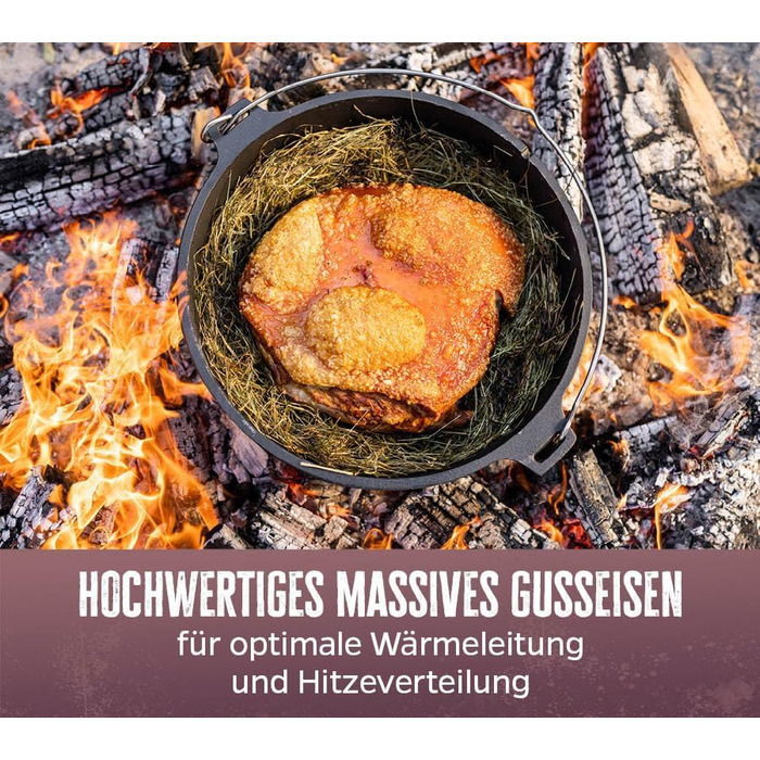 Набір голландської печі Grillfürst Dutch Oven BBQ DO 9 (9 л) з кришкою 35 см, підставкою, очищувачем та пастою для догляду + 2 шт. голландська піч Grillfürst DO 12 XXL