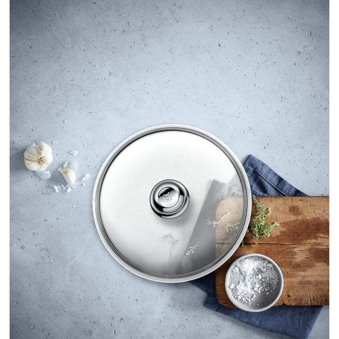 Скляна кришка для сковороди WMF 28 см, термостійке скло з металевим ручкою, підходить для посудомийки