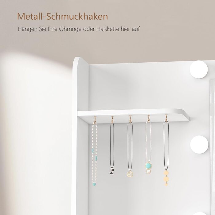 Дзеркальний туалетний столик TEENFON з LED-підсвіткою, 7 ящиками та 4 відкритими полицями, білий