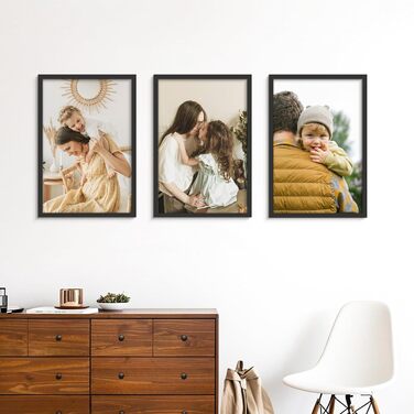 Набір фоторамок 3 шт 70x50 см, дерев'яні рамки для фото, картин, постерів (чорні, 30x45 см)