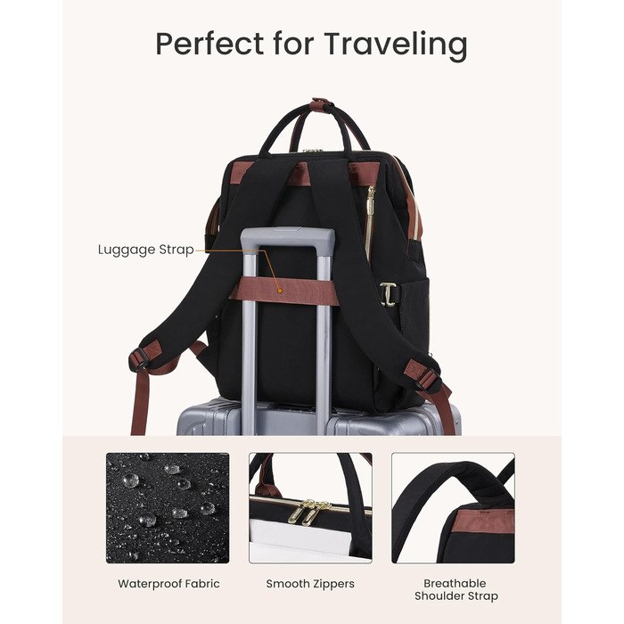 LOVEVOOK Рюкзак для жінок 15.6 дюймів, рюкзак для школи, підлітки, велика кишеня для пляшки, елегантний рюкзак для подорожей, сумка для навчання, універсальна шкільна сумка, водонепроникний рюкзак для роботи, подорожей, навчання, 15.6 дюймів, бежевий, чор