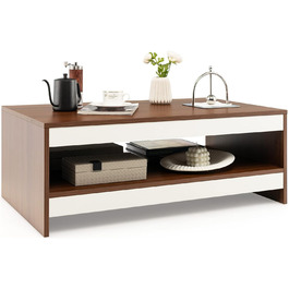 Яруси стіл для вітальні коричневий, дерев'яний журнальний столик, сучасний, 94 х 55 х 35 см, 2