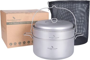 Набір посуду iBasingo 4.5L та 2L: каструля, пароварка, для кемпінгу, пікніка, туризму. Підходить для 3-5 осіб.