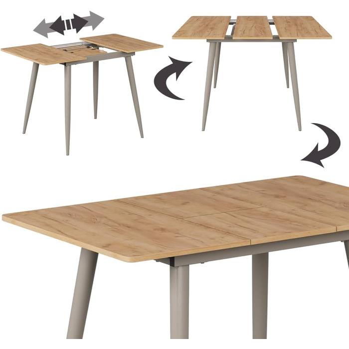 Розсувний стіл Vicco Esstisch Beaver, 80 x 70 см (Дуб Голдкрафт/Грейж)