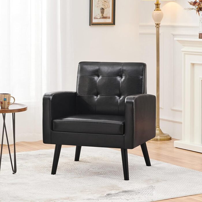 Крісло-мішок Yaheetech з підлокітниками, чорне, з поліуретану, до 136 кг