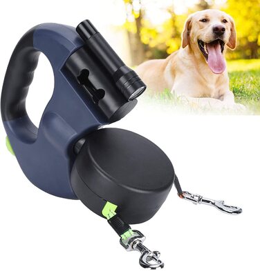 Тягова мотузка для собак, портативний висувний повідець для вигулу домашніх тварин, подвійний повідець для собак, світловідбиваючий повідець для тренувань при ходьбі на 360 зі світлодіодним ліхтариком, повідець без ручки