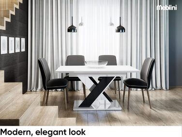 Обідній стіл Meble Inox Bronx розсувний, білий глянцевий (140-180x80x75 см)