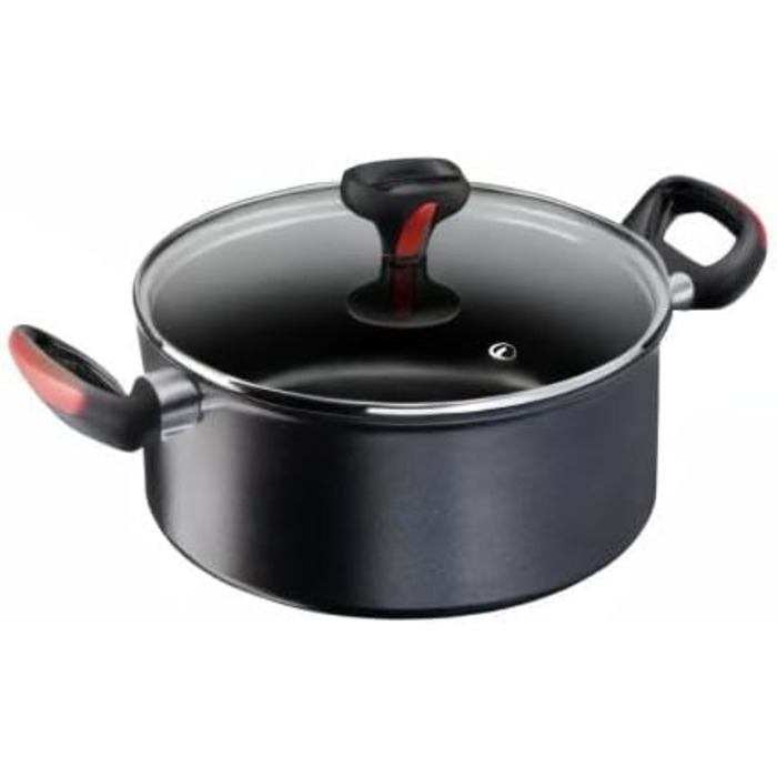 Каструля Lagostina Linea Rossa, індукційна, з двома ручками, Ø 24 см, алюміній, з кришкою, для плити та духовки, чорна
