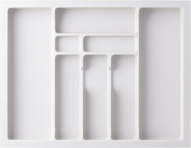 Вставка для столових приладів sossai Divio для висувних ящиків 45 см / ширина 38 см x Глибина 43 см обрізна з 5 відділеннями / Колір Білий / Система розташування ящиків для столових приладів (63 x 49 см-8 відділень)