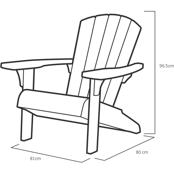 Стілець Keter Adirondack Allibert Troy пластиковий для саду і тераси, антрацит, 93x81x96.5 см, вуличний, стійкий до погодних умов