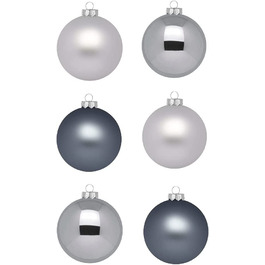 Ялинкові прикраси INGE-Glas Magic 30 шт 6 см сірі/сріблясті/темно-сірі