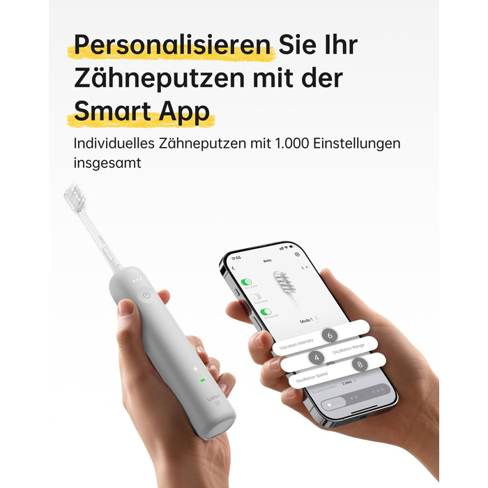 Електрична зубна щітка Laifen Wave Spezial з осциляцією та вібрацією, звукова, для дорослих, з додатком, 2 насадки (зелена)