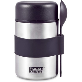 Ізольований контейнер для їжі Polar Gear - 3-шаровий контейнер для супу та їжі з нержавіючої сталі з ложкою - Їжа та напої зберігаються гарячими та холодними протягом 6 годин протягом 6 годин для роботи (чорний)