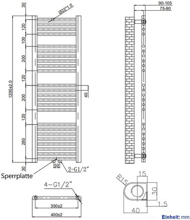 Електричний рушникосушар EMKE 120x40 см, 427W, білий - рушникосушар для ванної кімнати