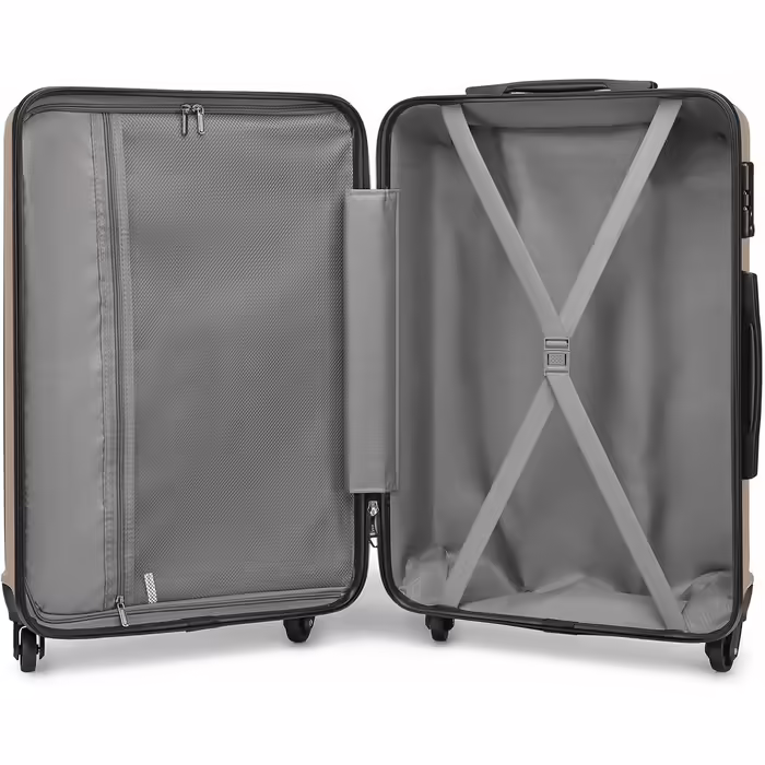 Чохол середньої жорсткості KONO Troey з колесами та замком TSA, 66x45x26см, 63 л, чорний/золотий