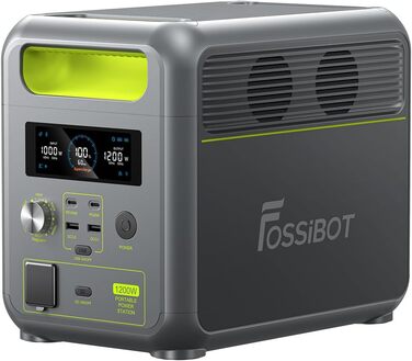 Портативна електростанція FOSSiBOT F1200, 1024Wh LiFePO4, 1200W (2400W пік), сонячний генератор, USB-C 100W, швидка зарядка, для дому, кемпінгу та подорожей
