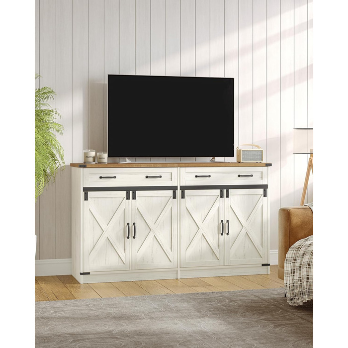 Кухонна шафа Hzuaneri з ящиком та 2 дверцятами, шафа для зберігання, регульовані полиці, стиль кантрі, 40 x 140 x 80 см, вінтажний коричнево-білий колір, SC94814X