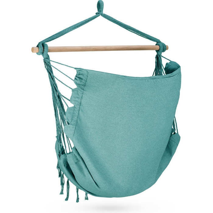 Підвісне крісло-гойдалка з подушкою 100x130x75 см, до 150 кг, для саду та дому, бохо стиль (Турквіс)