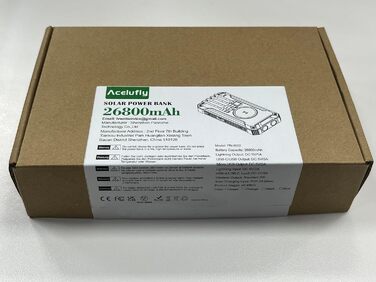 Бездротовий сонячний пауербанк 26800mAh, 4 кабелі, USB-C 15 Вт, 6 виходів, ліхтарик, карабін (помаранчевий)