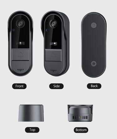 Відеодзвінок Winnes з камерою 1080P, Bluetooth, IP65, 4.3