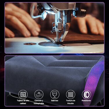 Ігровий крісло JUMMICO з тканини та LED підсвічуванням, ергономічний офісний крісло з масажем попереку та підніжкою, регулювання 90°-135°, максимальне навантаження 150 кг, колір сірий, компактний