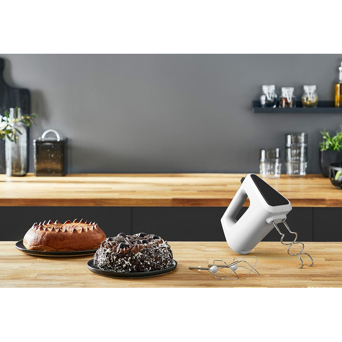 Міксер ручний Krups 3 Mix 4000, 450 Вт, білий/сірий - з насадками для збивання та тіста