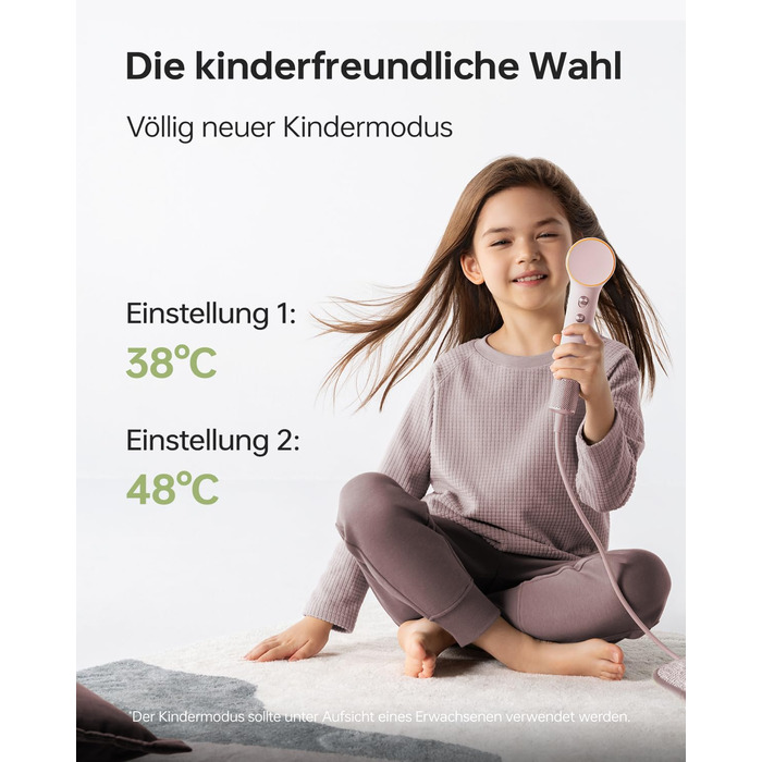 Компактний фен для волосся Laifen Mini з безщітковим мотором 110 000 об/хв та іонізацією, швидке сушіння, низький рівень шуму, колір: рожевий