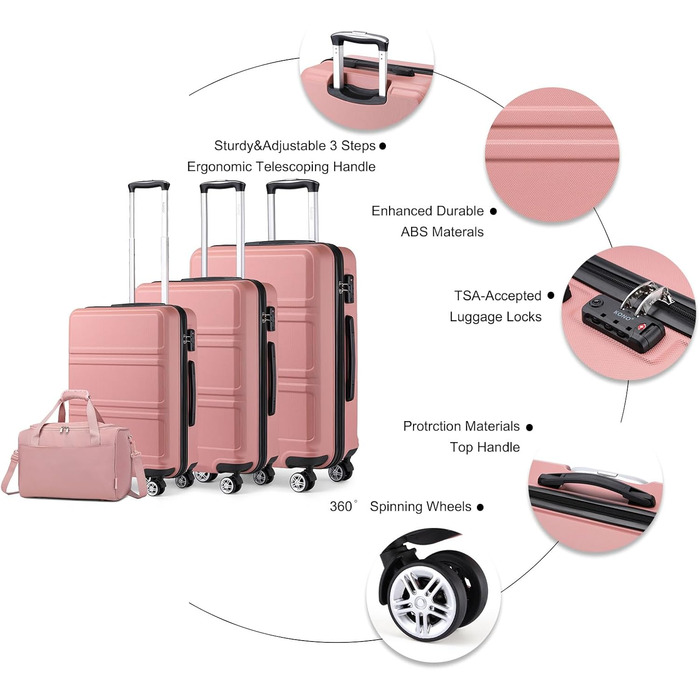 Набір валіз KONO 2 шт. 55 см, ручна валіза, набір для подорожей, 40x20x25 см, кремовий