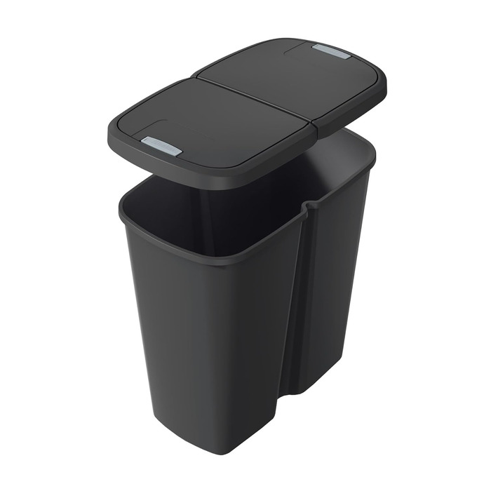 Відро для сміття Spetebo Duo 45 л - чорне - пластикове - 2 отвори для кришки