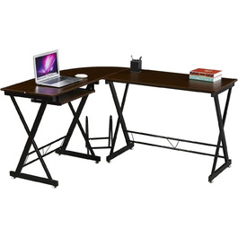 СВІТА Кутовий письмовий стіл Ігровий стіл 150 х 120 см Білий Металеві ніжки Комп'ютерний стіл Офісний стіл Робочий стіл Стіл для ПК Стіл Економія місця Кутовий стіл Дубовий вигляд (темно-коричневий)