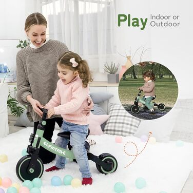 Бесрей 5-в-1 Дитячий Біговел, Триколісний Велосипед для Малюків 1-4 Років (Трав'янисто-зелений)