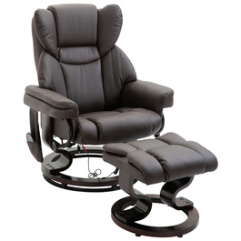 Масажне крісло HOMCOM Recliner з підставкою для ніг і функцією відкидання, імітація шкіри коричневого кольору 79x82x101 см, зручне для релаксації та оздоровлення