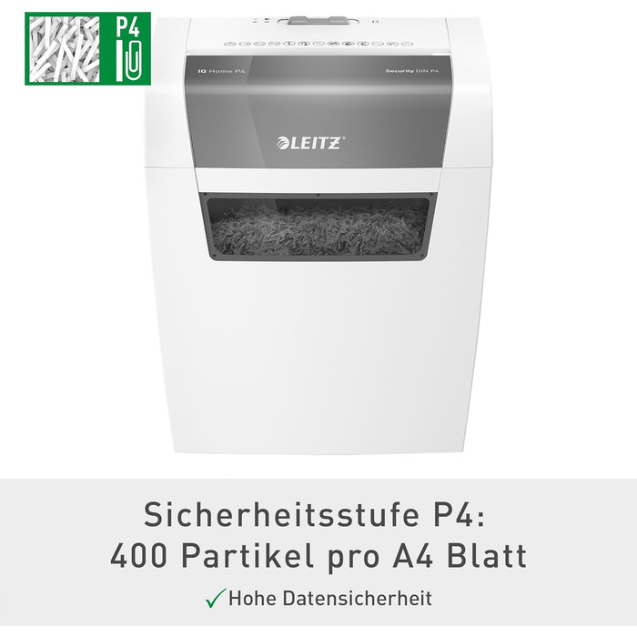 Шредер Leitz IQ Home Aktenvernichter: безпечне знищення документів, P4, 7-6 аркушів, білий, 80340000