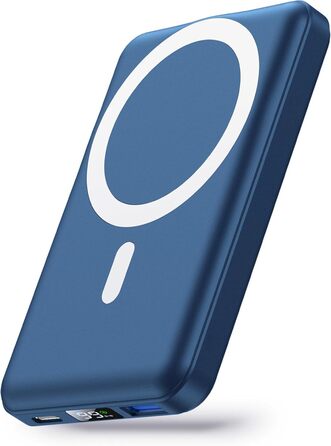 Магнітний, 22.5W PD, для iPhone 15/14/13/12, USB-C, LED (Білий/Синій), 10000mAh