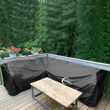 Чохол для сауни/лаунж-меблів Kipiea L-подібної форми, водонепроникний, 420D, для саду, 250x250x85x78/200x250x85 см