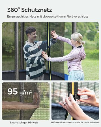 Батут SONGMICS садовий Ø244/305/366/427 см з захисною сіткою, драбиною та м'яким покриттям (244 см, Чорний + Темно-синій)