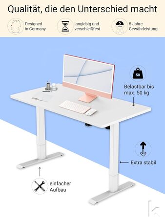 Електричний регульований стіл AGIL 140x70 см - білий каркас, стільниця з горіха, для офісу, ергономічний, з підйомником