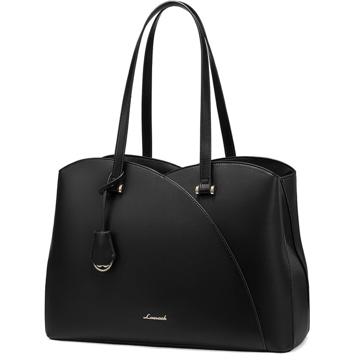 Сумка LOVEVOOK для жінок: велика, для ноутбука, шопер, робоча, офісна, з PU шкіри, чорна (15,6 дюймів)