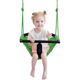 Двомісна гойдалка Nets Tribe 2-в-1 для малюків. Гойдалка для дітей з регульованими мотузками, міцна гойдалка-ігровий набір для дому та саду. (Зелений)