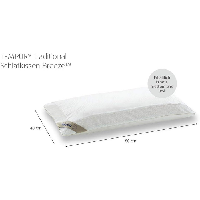 Подушка для сну TEMPUR Comfort Air, дихаюча подушка для будь-якого положення сну, MADE IN GREEN by OEKO-TEX, матрац середньої жорсткості, 40 x 80 см (комплект із подушкою для сну, середній)