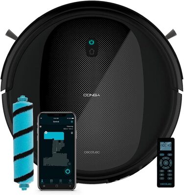 Пылесос робот Cecotec Conga Perfect & Clean Connected Titanium, 2100 Па, 160 хв, 10 режимів, Jalisco Brush, Чорний