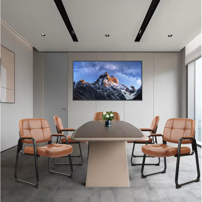 Крісла для відпочинку Big & Tall Clatina з підлокітниками, шкіра, стаціонарна база, без коліс, для офісу, лобі, дому, переговорів, конференцій, зони відпочинку, коричневий, 1 шт.