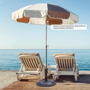 Підставка для парасольки Paramondo, кругла, срібна, з полімерного бетону, для масту діаметром до 50 мм, з адаптерними гільзами