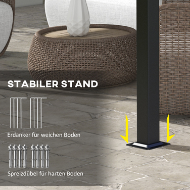 Маркіза для захисту від сонця. Пергола, стійка до погодних умов, з комплектом кріплення, розміром 3 x 3,5 м, темно-сірого кольору.