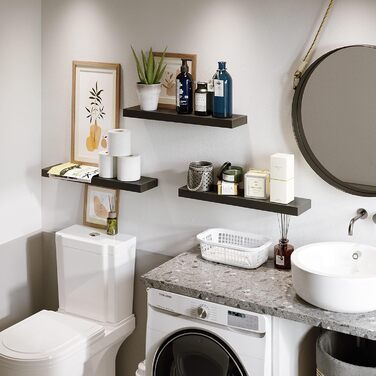 Полиці настінні BAMEOS, комплект з 2 шт., 60x14.7 см, чорні - декор для ванної, кухні, вітальні, спальні