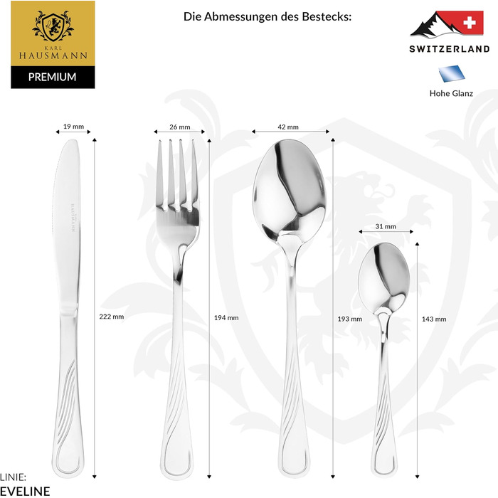 Набір столових приборів Karl Hausmann на 6 осіб (30 предметів) - нержавіюча сталь, для посудомийної машини